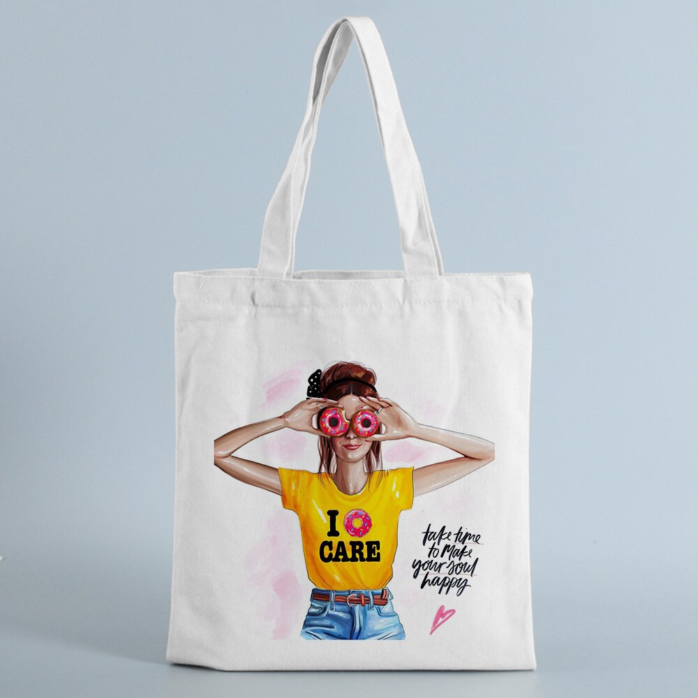Mode Canvas Shopping Tassen Vrouwen Handtassen Mom Leven Eco Herbruikbare Doek Student Boek Tassen Dames Vrouwelijke Casual Shopper Tas: B0261-TBWH-M