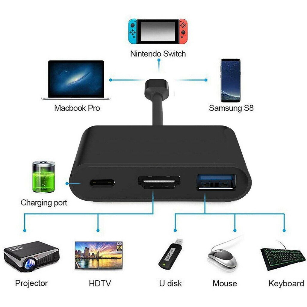 CARPRIE Nintendo Schalter 1080P 4K HDMI Adapter Für Schalter USBC 3,0 HDMI Konverter Typ-C Hub Adapter für Heimat TV PC Video Spieler