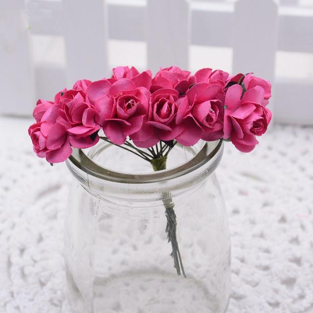Nueva decoración flores 12 unids/lote 1,5 cm mini rosa de papel DIY scrapbooking floral accesorios de boda decoración de la: 9