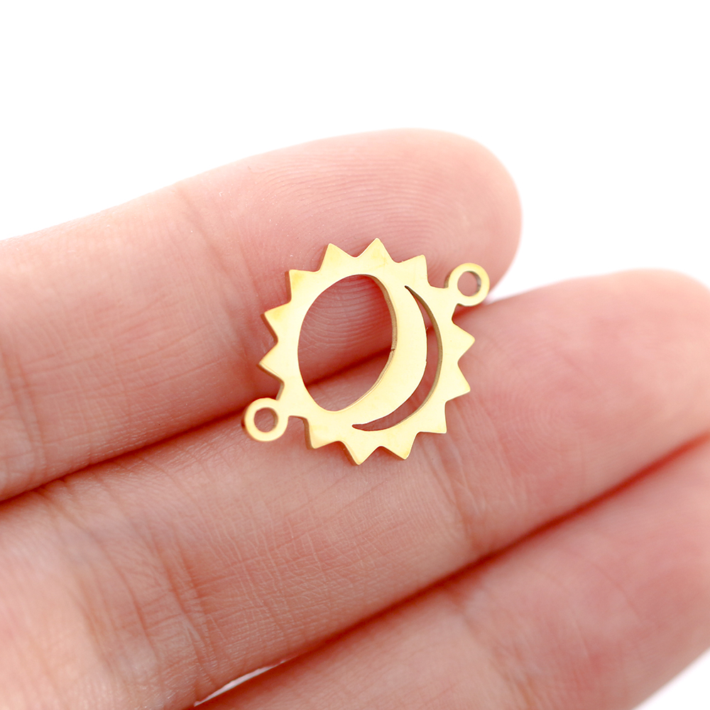 5 unids/lote de colgantes de acero inoxidable con forma de luna/sol/estrella para pulsera, collar, accesorios para hacer joyas DIY hechos a mano: Chapado en cobre envejecido
