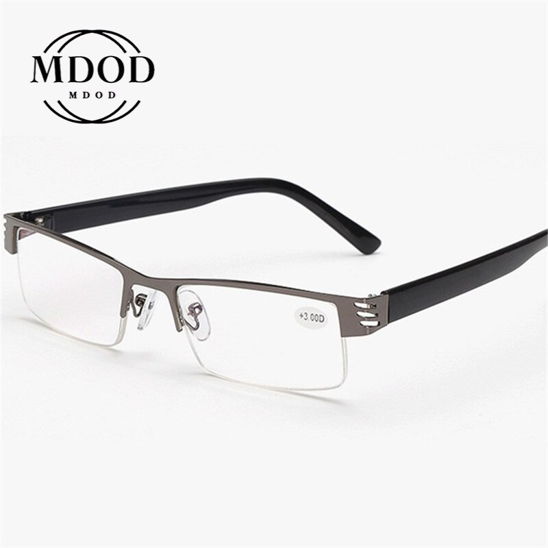 Læsebriller mænd kvinder sorte halvramme computerbriller mandlige presbyopiske briller  +1.0+1.5+2.0+2.5+3.0+3.5+4.0