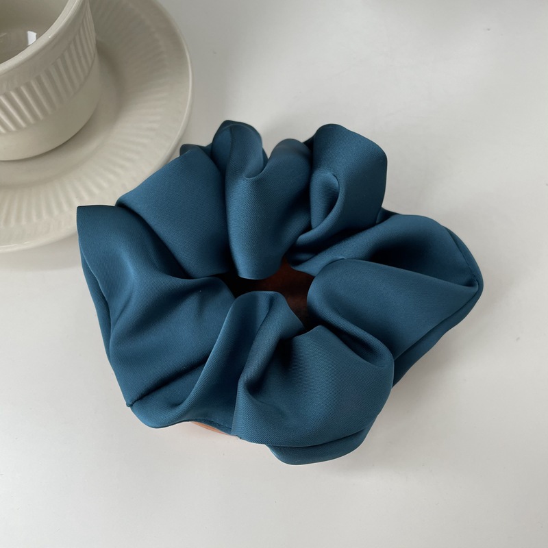 Accesorios para el cabello De Seda francesa para Mujer textura elástica Cheveux Complementos De Scrunchies Gomas Pelo Mujer bandas corbata satén: Azul oscuro