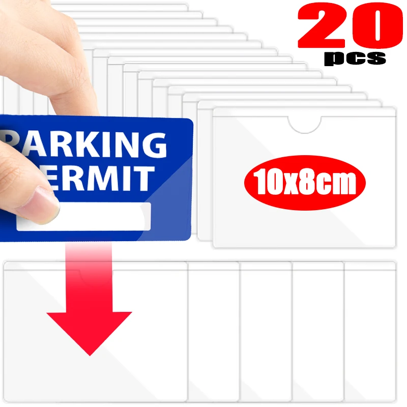 Auto Windschutzscheibe transparent Kartenhalter Parkplatz bestehen Etikett einstellen Tragbare selbstklebende Schutzfolie Karten Identifikationskartenhalter