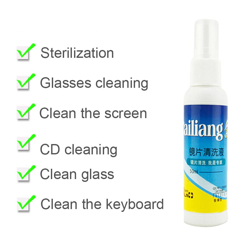 50ml Glasses Cleaner Wipe Nursing Liquid Phone Screen Sunglasses Cleaning Anti Fog Misting Dust Portable Eyewear Cleaner