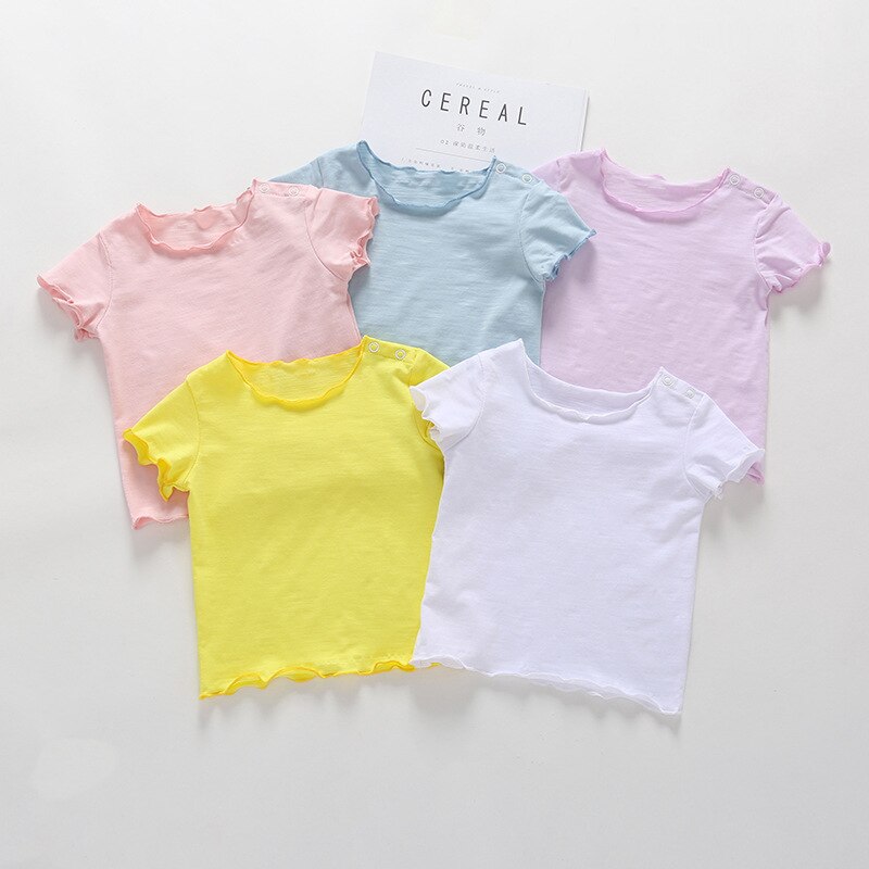 Baby T-shirt Mode Zomer Korte Mouwen Effen Pasgeboren Baby Tee Shirt Jongen Meisje Peuter Baby Kleding Mooie Tops 3-24M