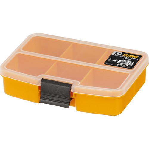 Mano Grip Kleine Gele Plastic Organizer Box 5 "/Opbergdoos/Slagvast Doos/Transparant Cover/zes Compartimenten