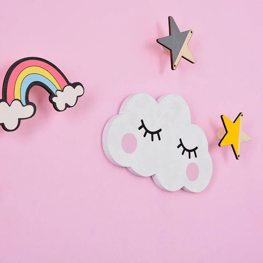 Adesivi murali in legno nuvole di coniglio decorativo bambini bambini telecamera da letto per bambini pannello in legno adesivo murale soggiorno decorazione domestica