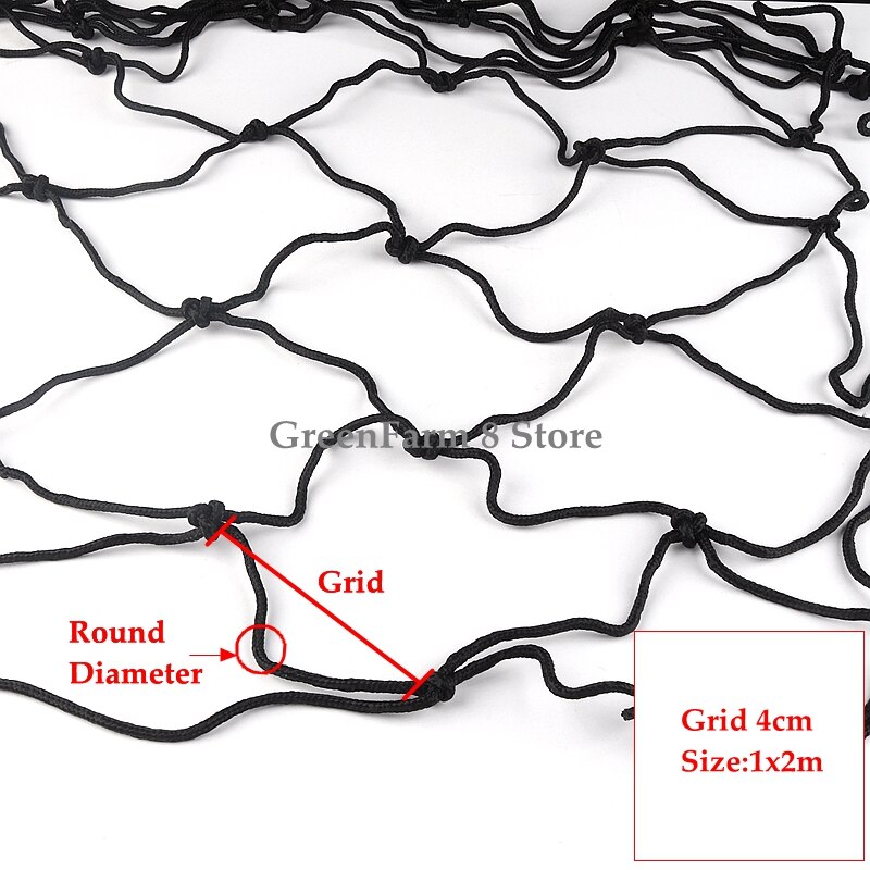 4/5/6/8/10/12/15cm Grid Black Color Stairs Toddler Safe Deck Anti Falling Net Nylon Safety Protection Nets Round Dia 4~6mm: Round Diameter 4mm / Grid 4cm 1x2m