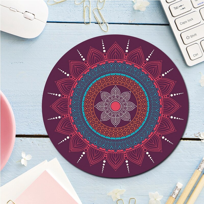Computer Mat Mouse Pad Rubber Thickening Non-slip Pattern Round Mouse Pad Art Mice Mat For Computer Laptop: Style 28