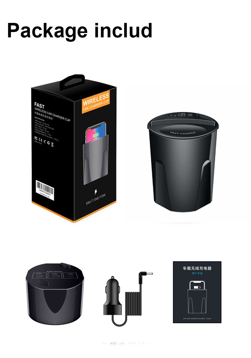QI Car Wireless Fast Charger Cup per iPhone 8 X supporto di ricarica supporto di ricarica per Apple XS MAX/XR samsung note10/9 ricarica Wireless