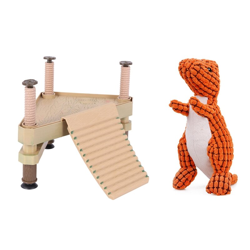 Reptiel Schildpad Kikker Pier Drijvende Platform Met Hond Pluche Puzzel Bijten Molaire Tanden Dinosaurus Piepende Hond Speelgoed