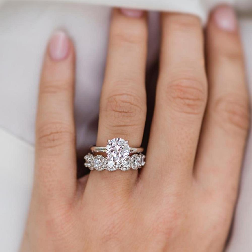 arrivals 925 sterling silver jewelry sterling silver engagement and wedding band set couple rings R5501