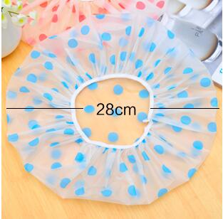 2pcs Shower Caps Bathroom Hair Protect Women Dot Head Cover Adults Waterproof Bathing Cap