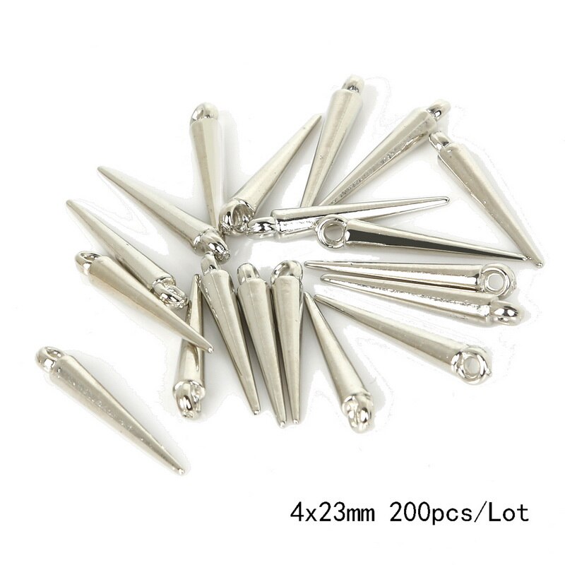 100-200 pcs/lot Rhodium/or couleur CCB plastique cône forme perles breloques pendentifs pour Bracelet collier bijoux à bricoler soi-même résultats: Rhodium plaqué