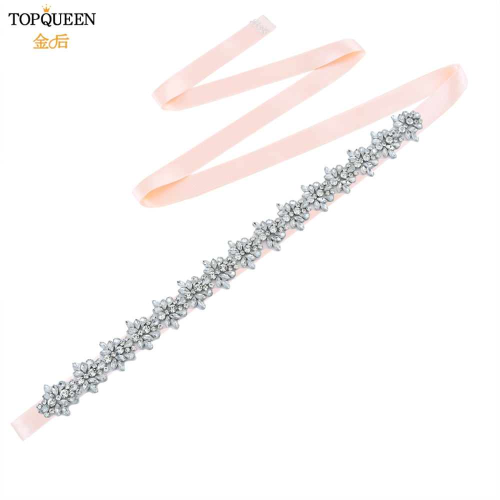 Topqueen s269 faixas de cristal de strass femininas dama de honra festa à noite cinto vestidos de noiva acessórios cintura cintos nupciais: baby pink