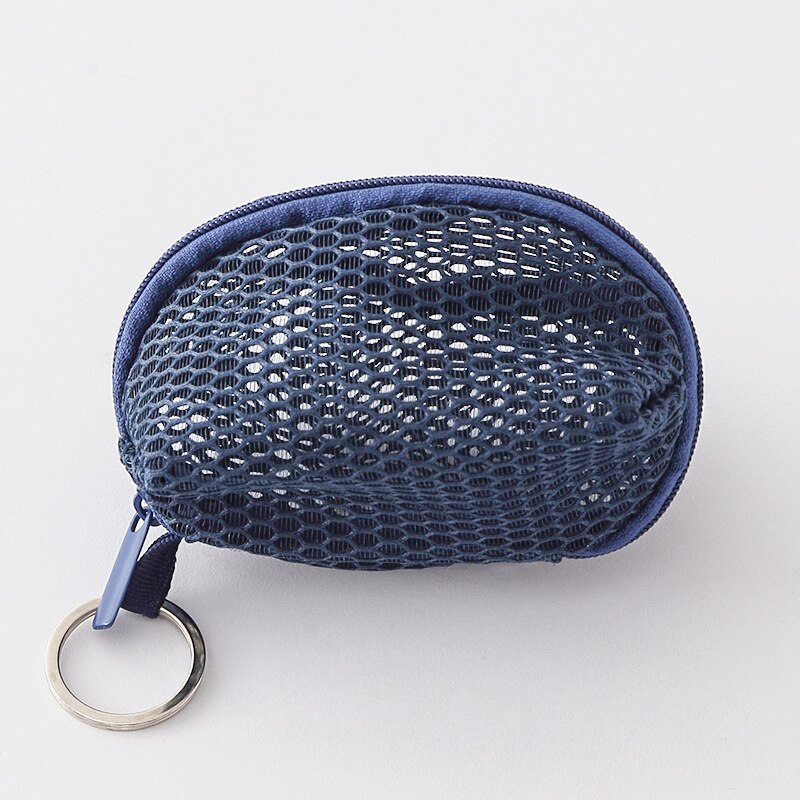 Fashion Mini Women Zipper Coin Purse Small Storage Pouch Girls Kids Polyester Mesh Key Coin Bag Convenient 5 Colors Small Wallet: dark blue