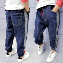 Diimuu børne jeans drenge afslappede denimbukser børn elastik wasit løse haremsbukser baby casual cowboybukser pasform 5-13y