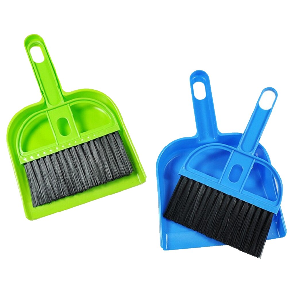Plastic Mini Desktop Sweep Cleaning Brush Computer Keyboard Small Broom Dustpan Set Random Color