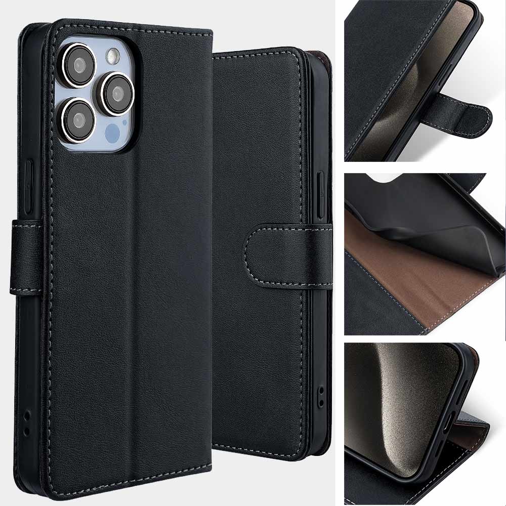 RFID Blocking Flip Magnetic Buckle Wallet Case for iPhone 16 Pro Max 16 Plus Protective Cover Leather Book Case With Card Holder