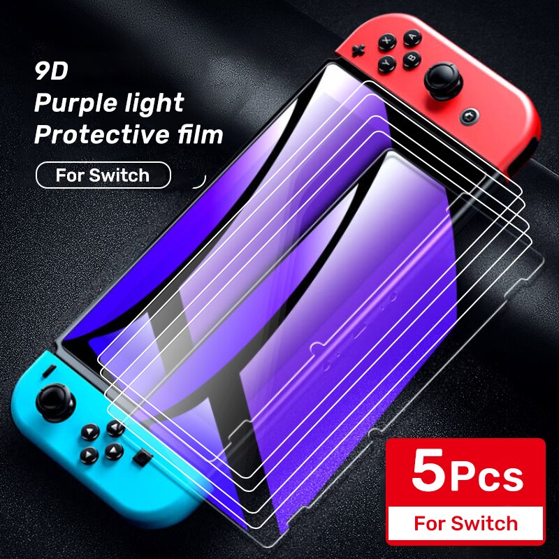 11Pack Schutz Glas für Nintend Schalter Gehärtetem Glas Bildschirm Schutz für Nintendo Schalter Lite NS HD Glas Bildschirm Film: 5Pack Violett schalten