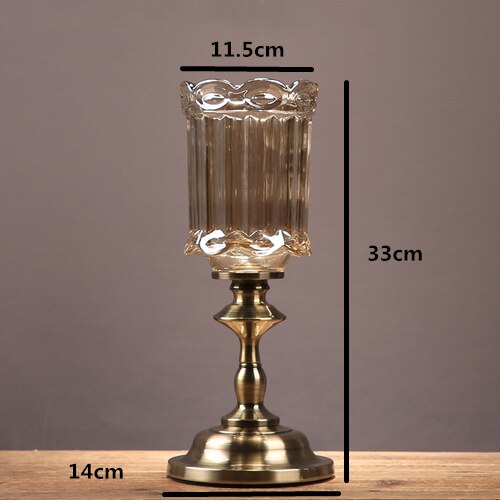 Bronse base brun krystallklar glass vase modell hjem tørr blomsterdekorasjon stuebord kunst blomsteroppsats: B