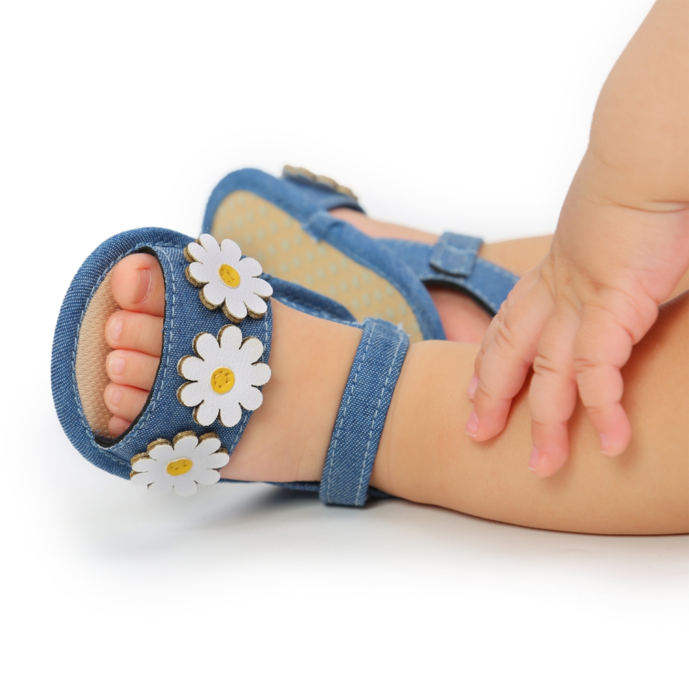 Baby Girls Summer Sandals With Flower Newborn Toddler Flat Shoes+Headband Infant Girls Sandals First Walker Crib Shoes