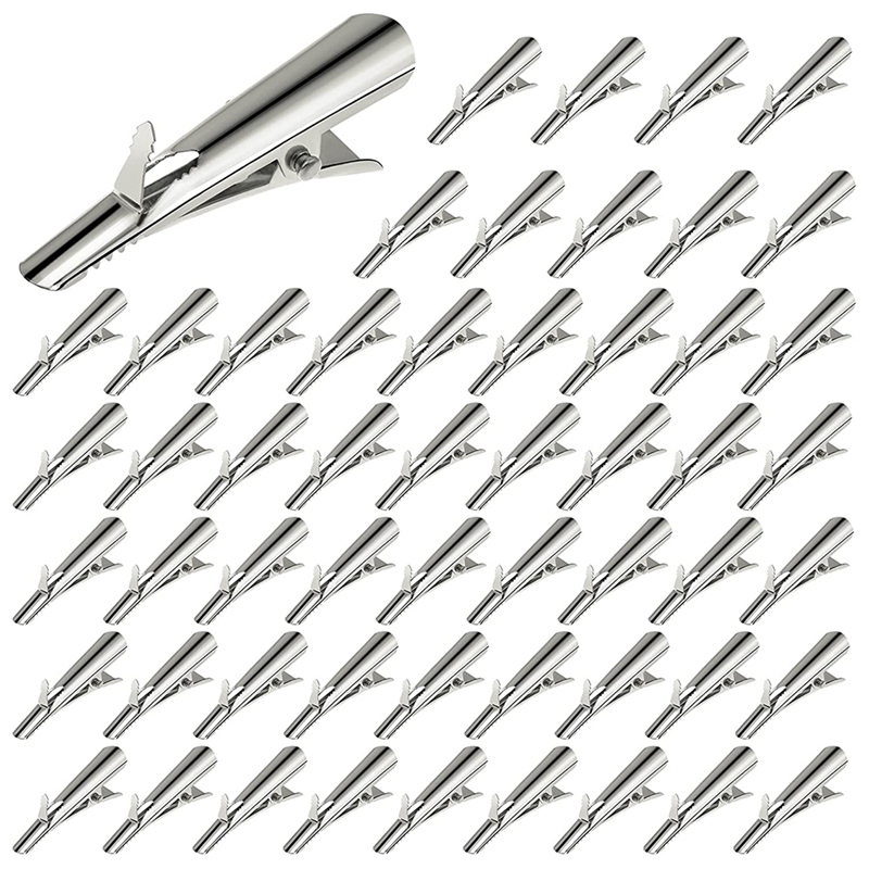 100-Pcs Mini Metal Alligator Clips For Crafts - Small Roach Clips Spring Clips Clamps 45Mm Alligator Hair Clips: Default Title