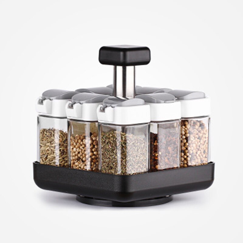 Kjøkken krukker for krydder roterende glass cruet krydder krukke sett bbq pepper salt shakers paprika flaske kjøkken oppbevaringsstativ krukke