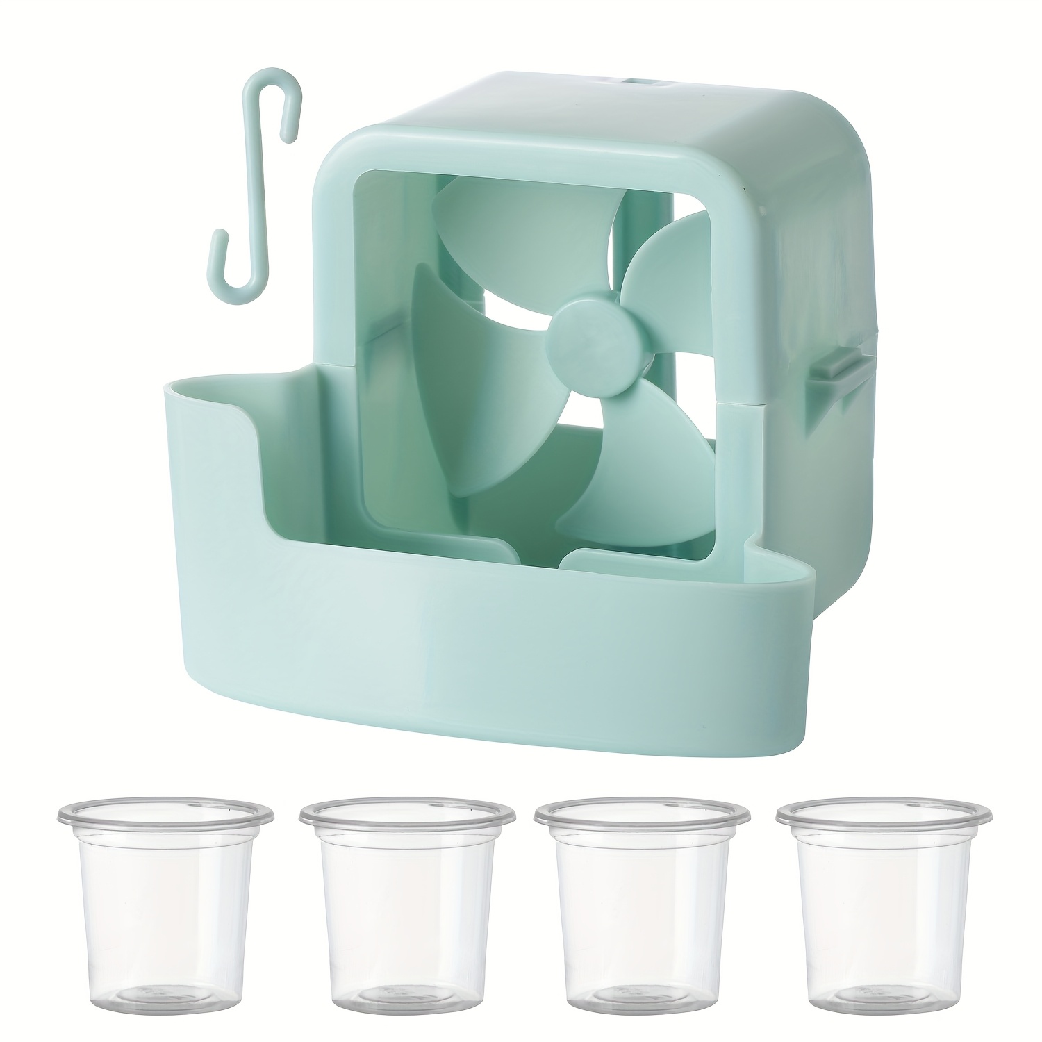Refroidisseur de ventilateur portable sans perçage avec glaçons – Fonctionnement mains libres à clipser, en plastique durable pour la maison, le bureau et l'extérieur.: green