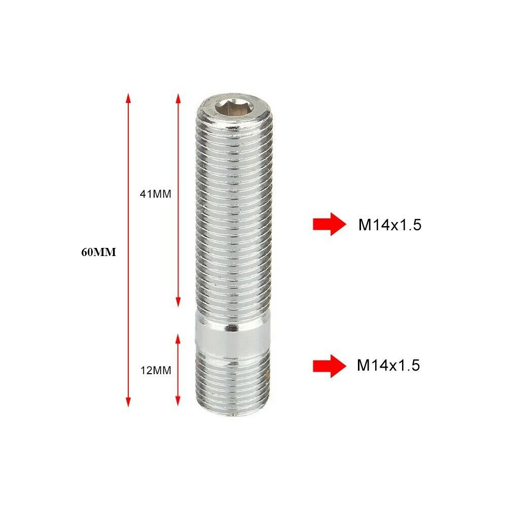 1-delige verlengde wielbouten conversie hoge wielbouten schroefadapterset (M12x1.25,M12x1.5,M14x1.25,M14x1.5)
