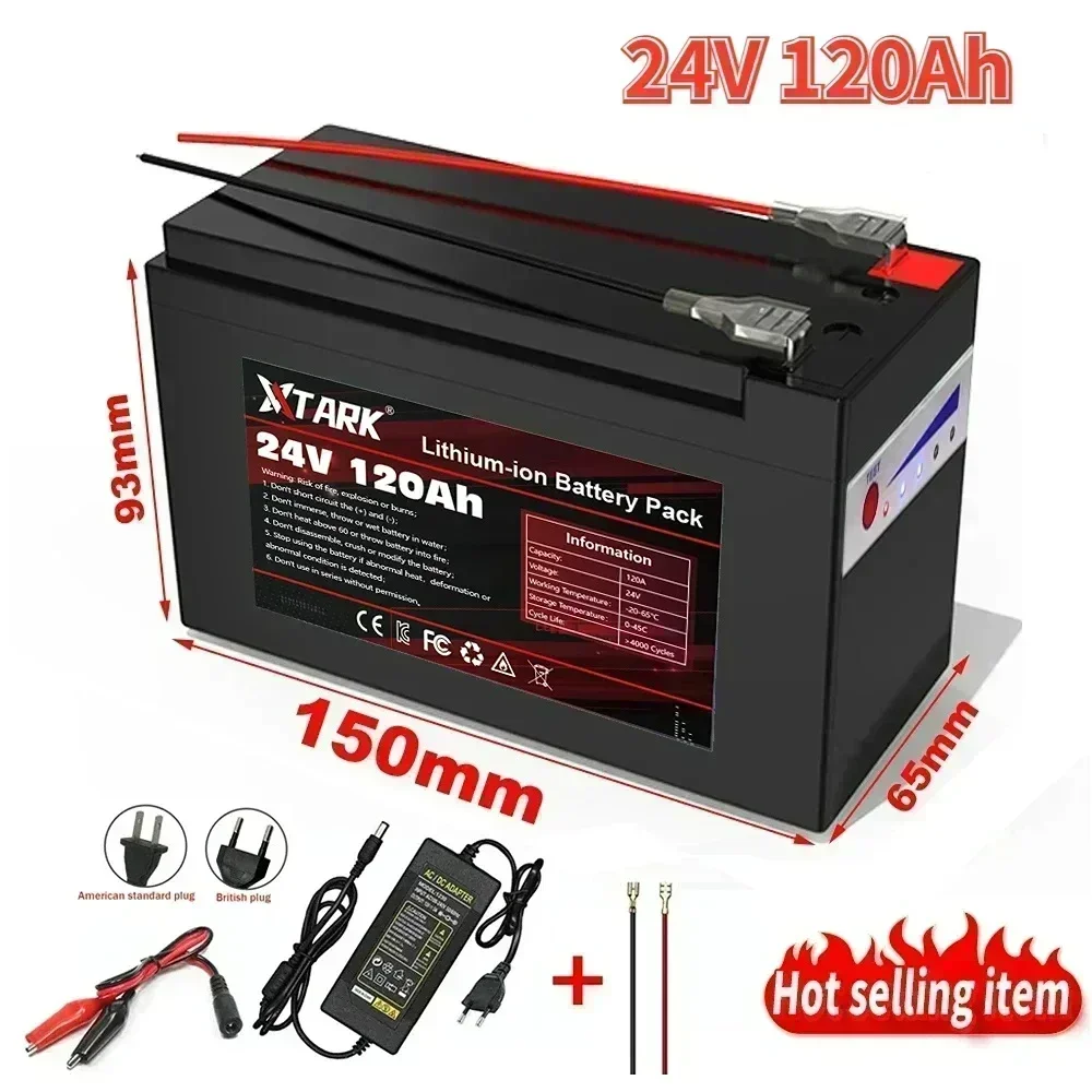 18650 3S6P 24V 120Ah Lithium Battery Pack,Built-in 30A BMS,For Solar Energy Electric Vehicle Li-ion Battery+12.6V Charger: Gold