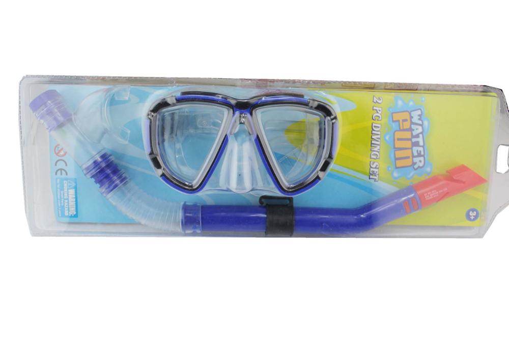 Swimming Gear Dive Scuba Submersible Goggles Protective Mask Glasses Adult Anti-fog Diving Mask Equipment Semi Dry Snorkel Set: Blue