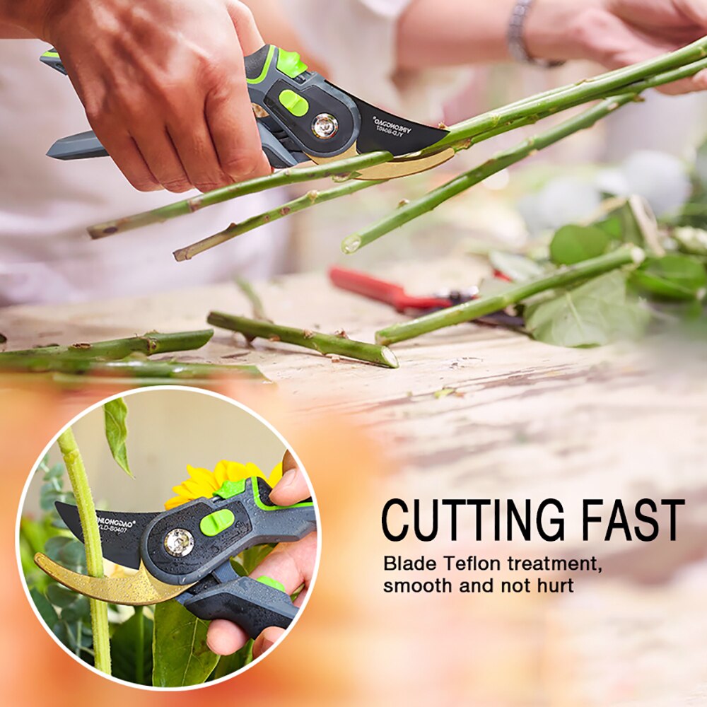 AI-ROAD Home Garden Pruning Shear Set Plant Trim Scissors Cutting 35MM Branches Fruit Trees Flowers Sharp Pruner Hand Tool