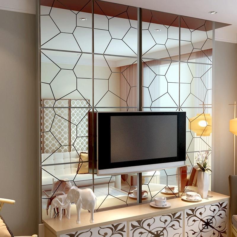 14 pièces acrylique géométrique Puzzle miroir autocollant mural bricolage Art mur décor autocollants salon miroir décoratif