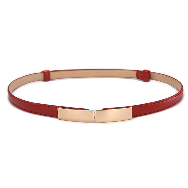Cinturones elásticos para mujer, cadena delgada, vestido ceñido en la cintura, cinturón de aleación y cuero, hebilla dorada, cinturón de mujer pasek damski: Red