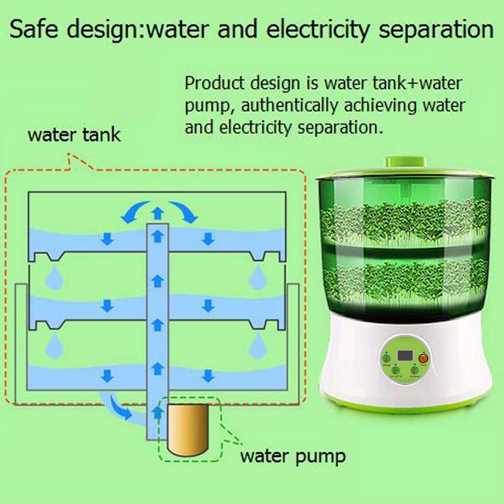 1.5L Bean Sprout Maker Green Vegetable Seedling Growth Bucket Thermostat Automatic Bud Electric Sprouts Germinator Machine