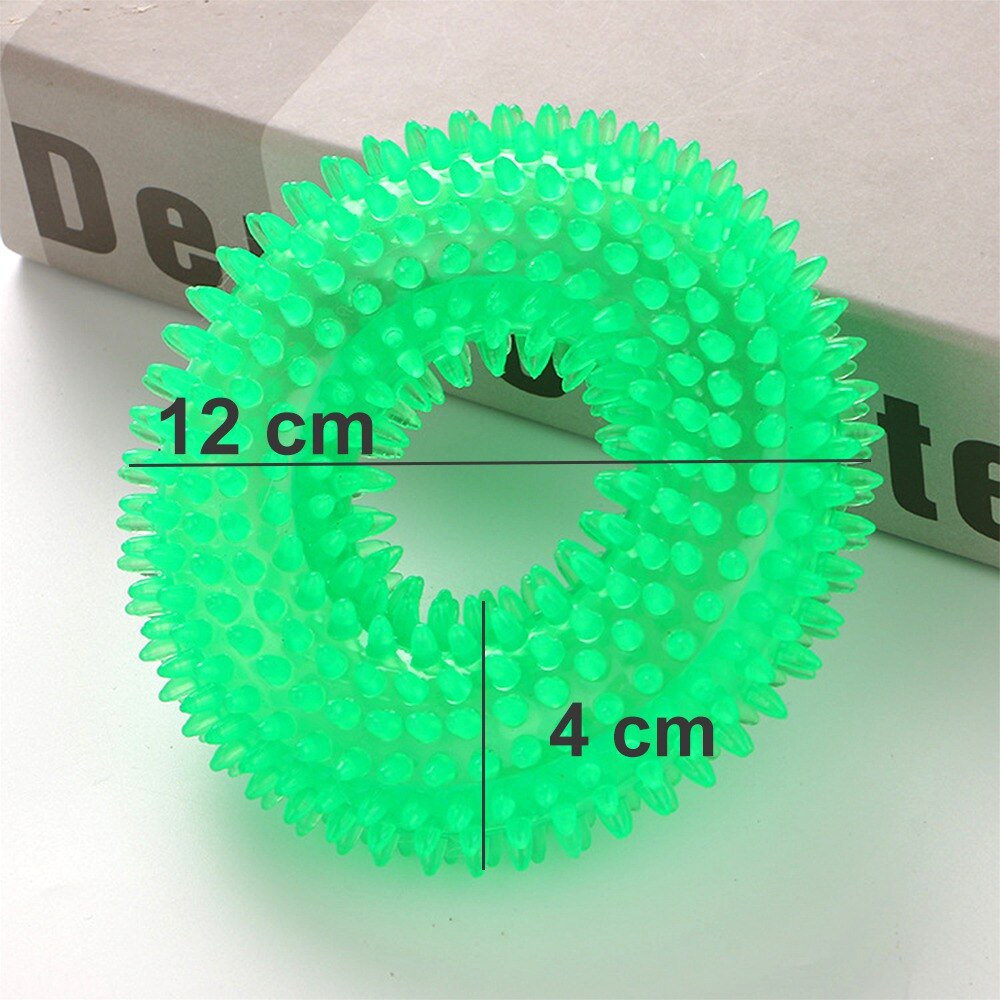 Pet Dog Squeaky Toy Dog Rubber Squeaker Toys Safety Durable Dogs Ball Toy for Dog Chew Toy Toothbrush Molar Toys Perro Juguetes: Green Ring Dog Toy
