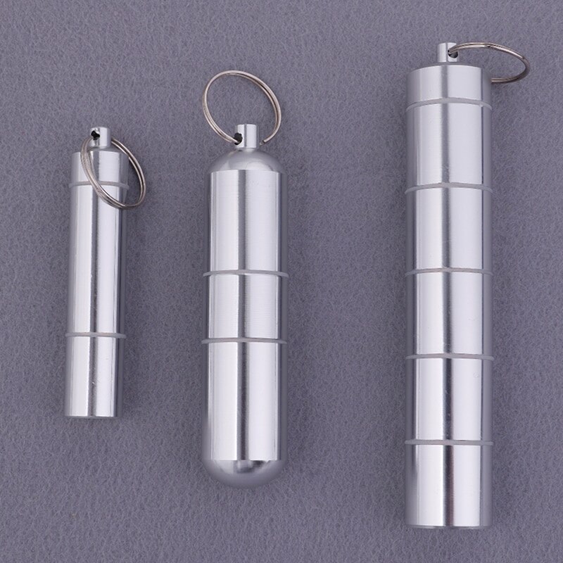 Vandtæt aluminium pille etui nøglering kapsel form lomme pille holder beholder delikat sæl medicin organisator boks