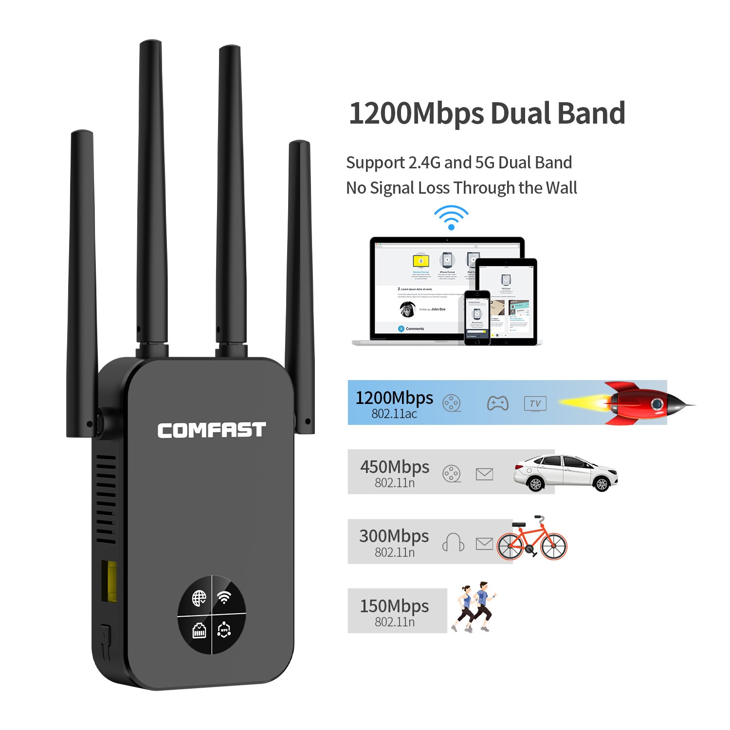 5G Wifi Repeater Amplifier OLED Display 1200Mbps Wi- fi Signal Network Extender Long Range AC Booster 5Ghz Wireless Access Point: UK Adapter / CF-WR761AC