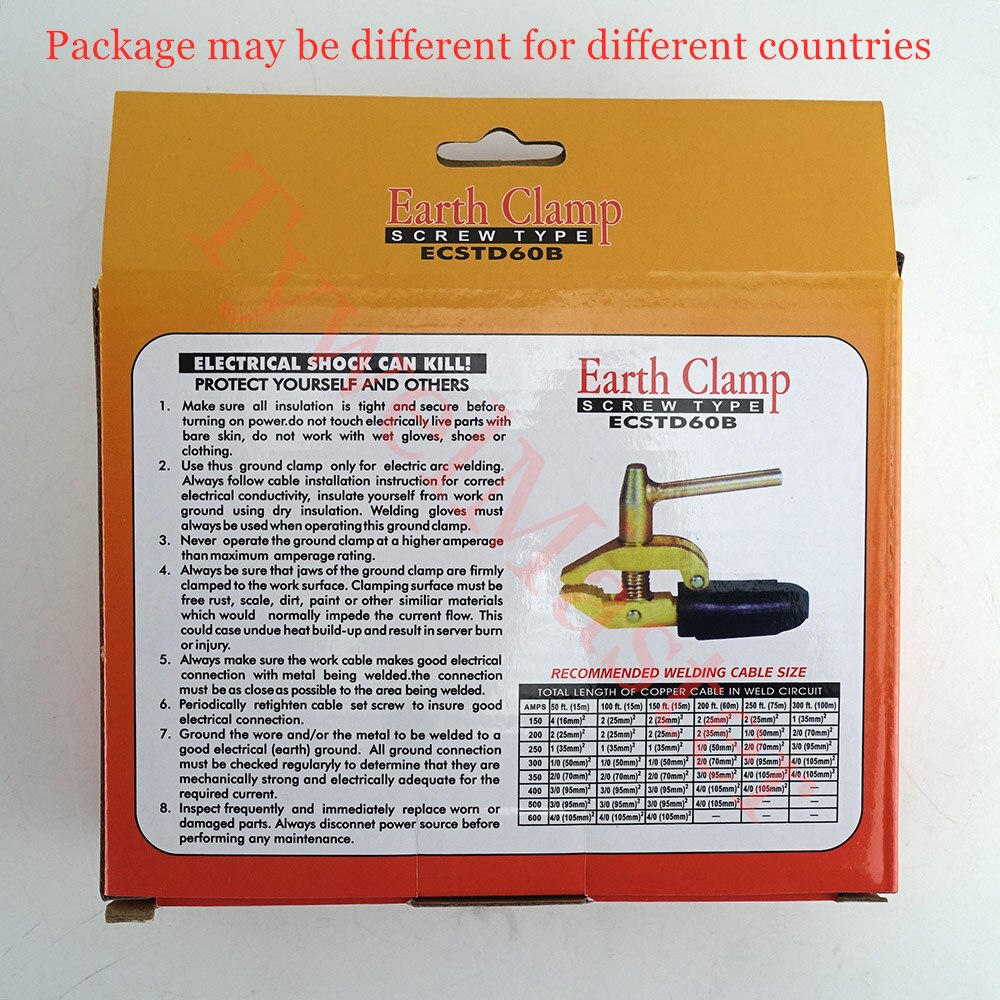 Heavy Duty 600A Ground Clamp Brass MMA MIG TIG Industrial Screw Type Welding Machine Clamp