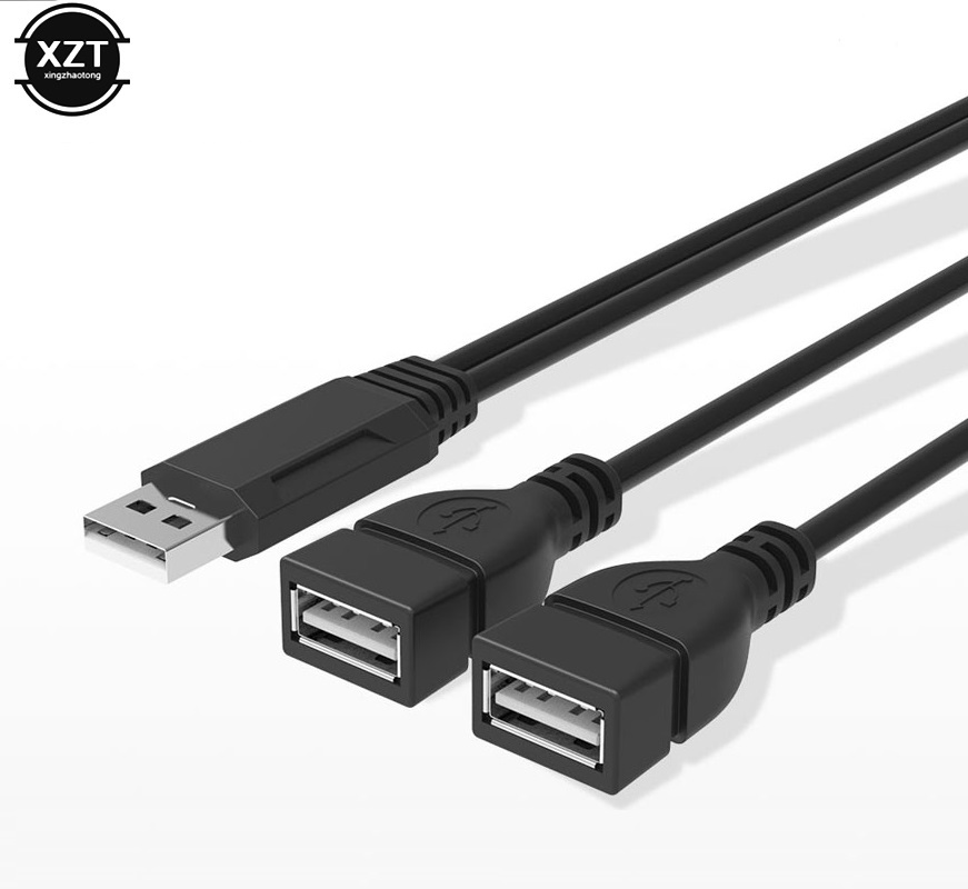 Cable de extensión USB doble USB 2,0 A macho a 2 doble hembra Y divisor transferencia de datos Hub adaptador de cable de alimentación de carga