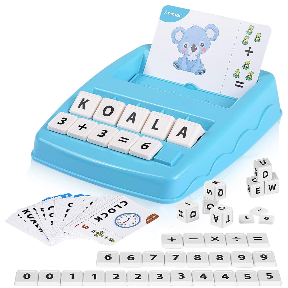 Kinderen die een lettercombinatiespel voor kleuters spelen, lerend speelgoed voor kinderen, interactief alfabet, wiskundespel, abc-leerflitskaarten: Geel