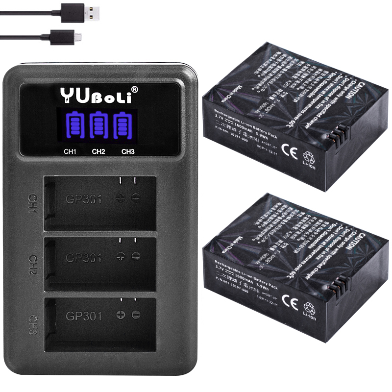 Batterie pour gopro Hero 3 3 +, édition noire, argent blanc, accessoires de caméra HD: charger and 2battery