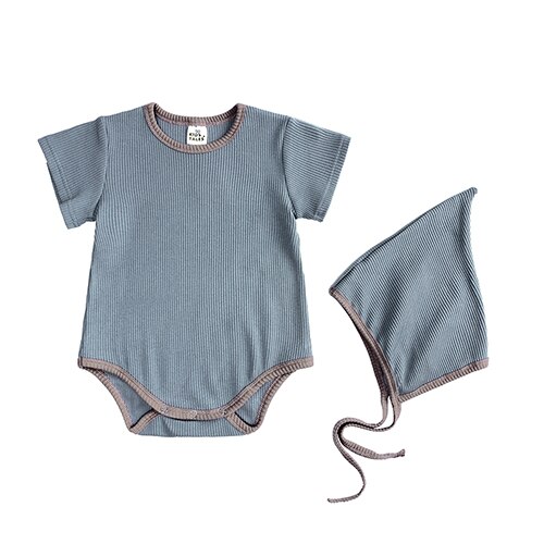 PQ227 Newborn Cotton Boy Rompers Baby Boys One Piece With hood Baby Boy Girl Short Sleeve Solid Jumpsuits Infant Toddler Outfit: 1 / 12m