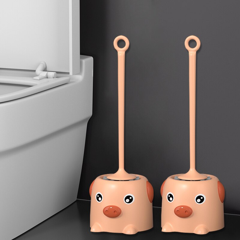 Thuis Toiletborstel Cleaner Kat Lange Handvat Platte Leuke Toiletborstel Kast Brosse Toilette Badkamer Accessoires: 2 pieces4