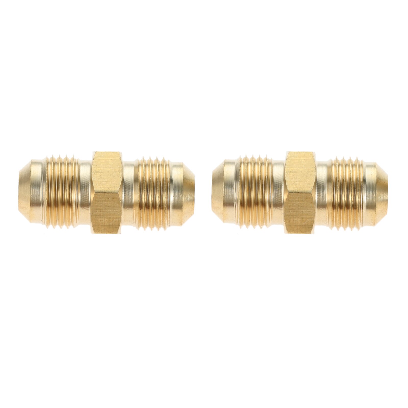 2 Pcs 3/8" Male Flare Thread Coupling Fittings Propane BBQ Grill Brass Union Adapter (3/8" Male Flare x 3/8" Male Flare)