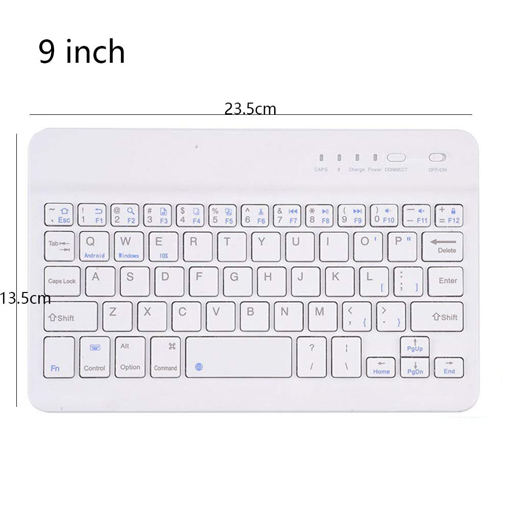 Mini Ultra Slim Wireless Bluetooth Keyboard 7/9/10 Inch Bluetooth 3.0 Keyboard For Ipad Phone Tablet With Windows/Android/iOS: 9 inch  White