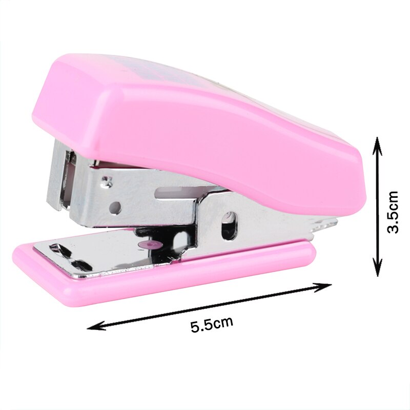 1 st minihäftapparat 24/6 plastpapper kawaii häftapparat papper kontorstillbehör mini tecknad pärm stationär