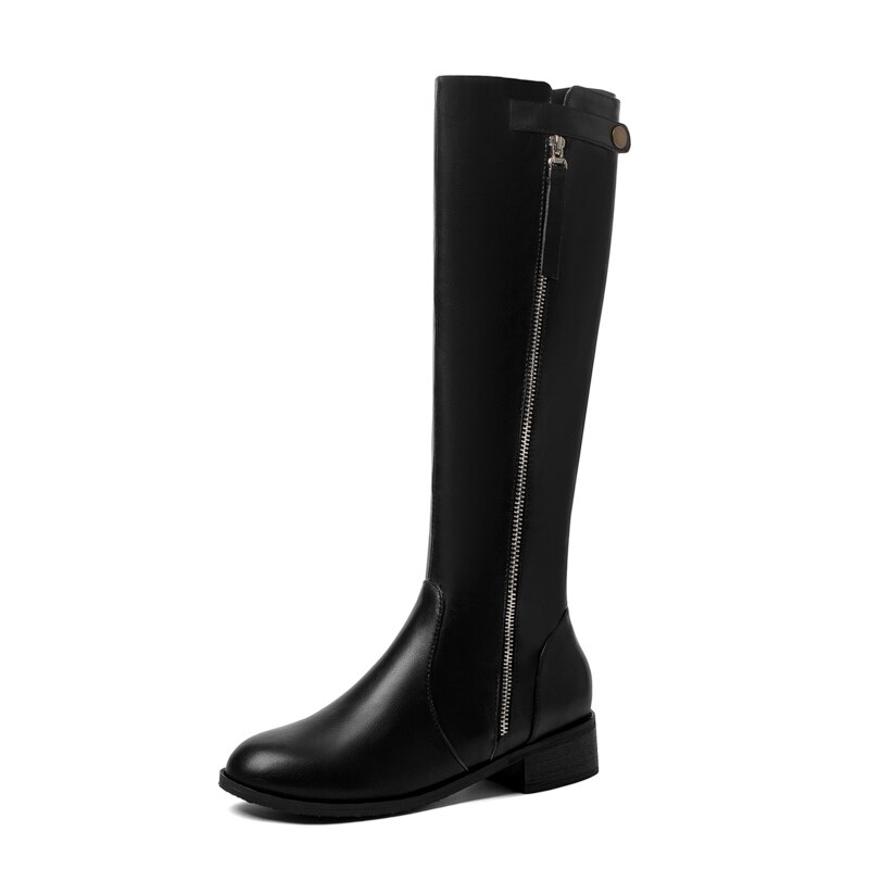 Sexy Party Shoes Woman Knee-High Boots Girls Dress Low-heeled Women Boots Bright Leather Long Boots size 43 u328: Black / 10.5