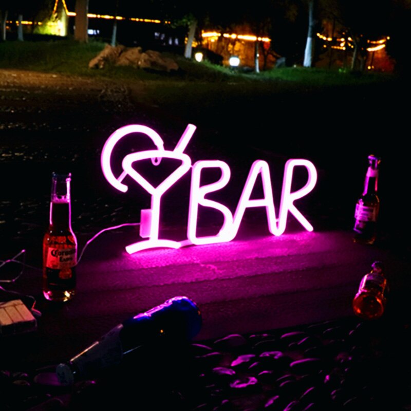 Led neon sytyttää baarikyltit valot bar neon valo ja merkkejä kirjaimet usb toimivat yövalot bar pub bistro osapuoli: Vaaleanpunainen
